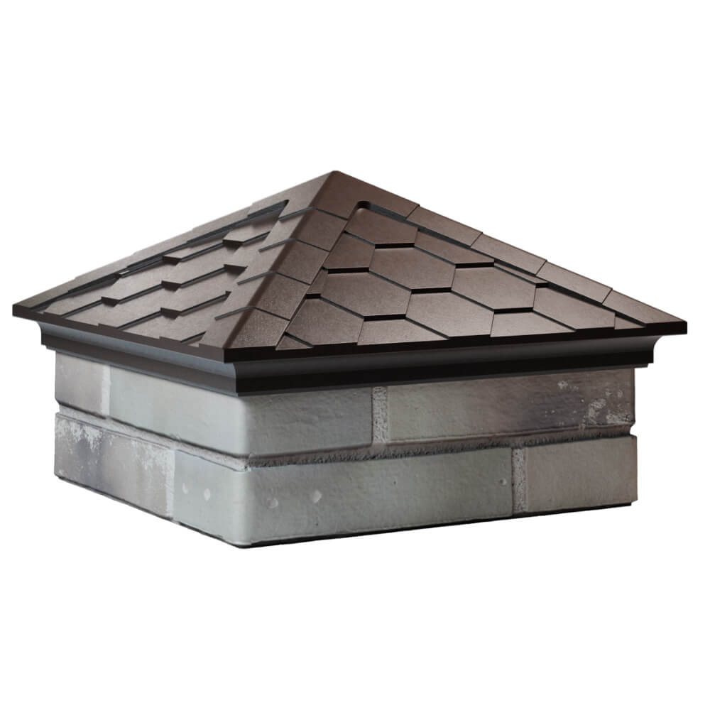 Колпак Zking Эверест Коричневый на столб 1.5х1.5 кирпича (390х390мм) в Рязани фото