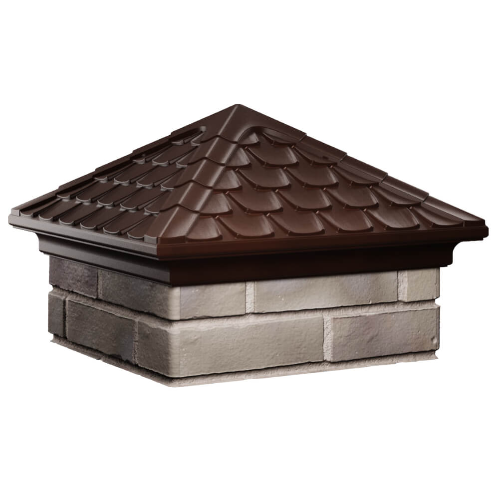 Колпак Zking Эльбрус Коричневый на столб 1.5х1.5 кирпича (385х385мм) в Рязани фото