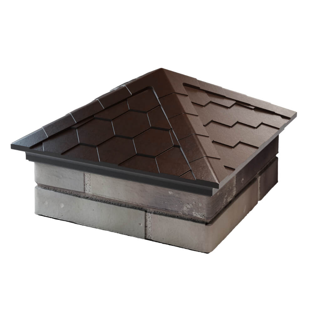 Колпак Zking Эверест Коричневый на столб 1.5х1.5 кирпича (390х390мм) в Рязани фото
