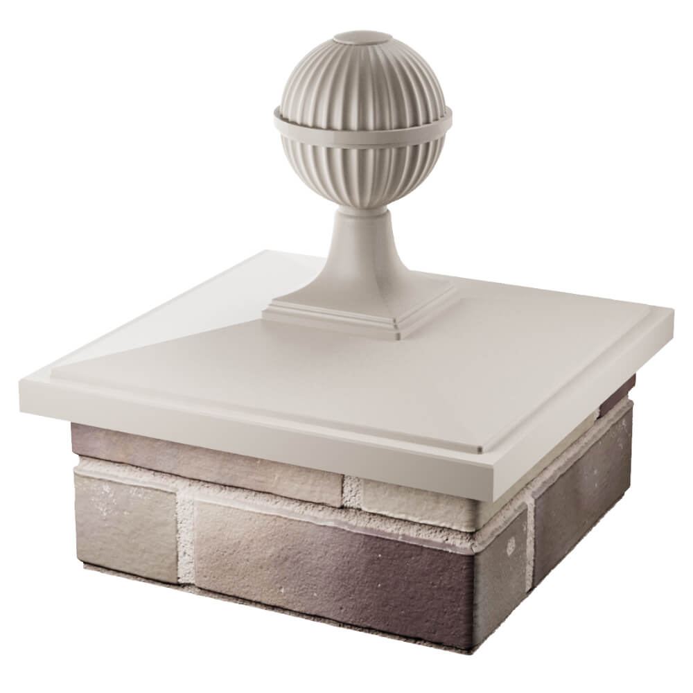 Колпак Zking БонаМоно Бежевый с шаром на столб 1.5х1.5 кирпича (385х385, 400х400мм) в сборе в Рязани фото